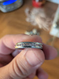 S925 sterling silver band ring with pale pink lilac channel-set stones