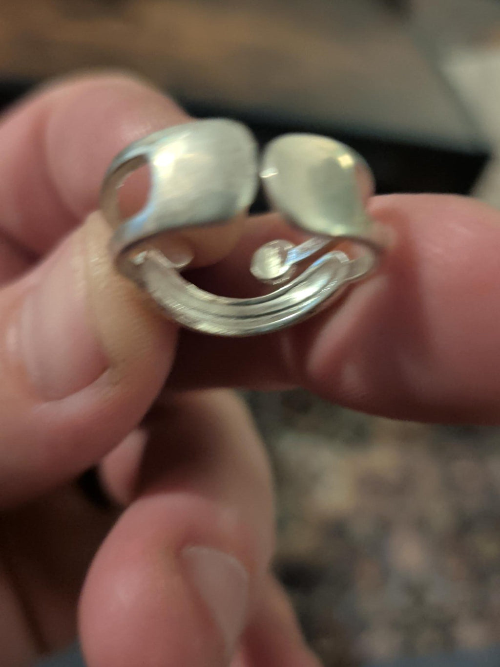 925 Sterling Silver Open Bypass Ring – Double Ball Modernist Design