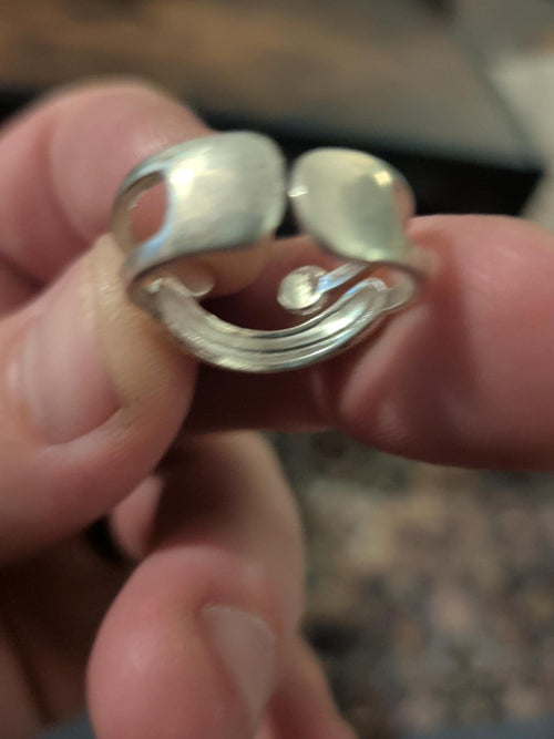 925 Sterling Silver Open Bypass Ring – Double Ball Modernist Design