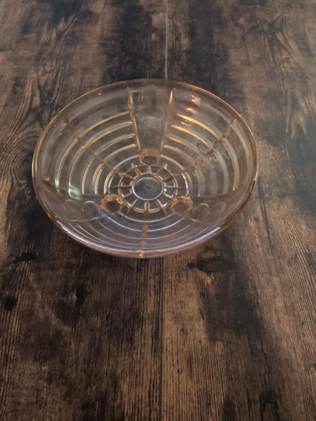 Vintage amber pressed glass bowl