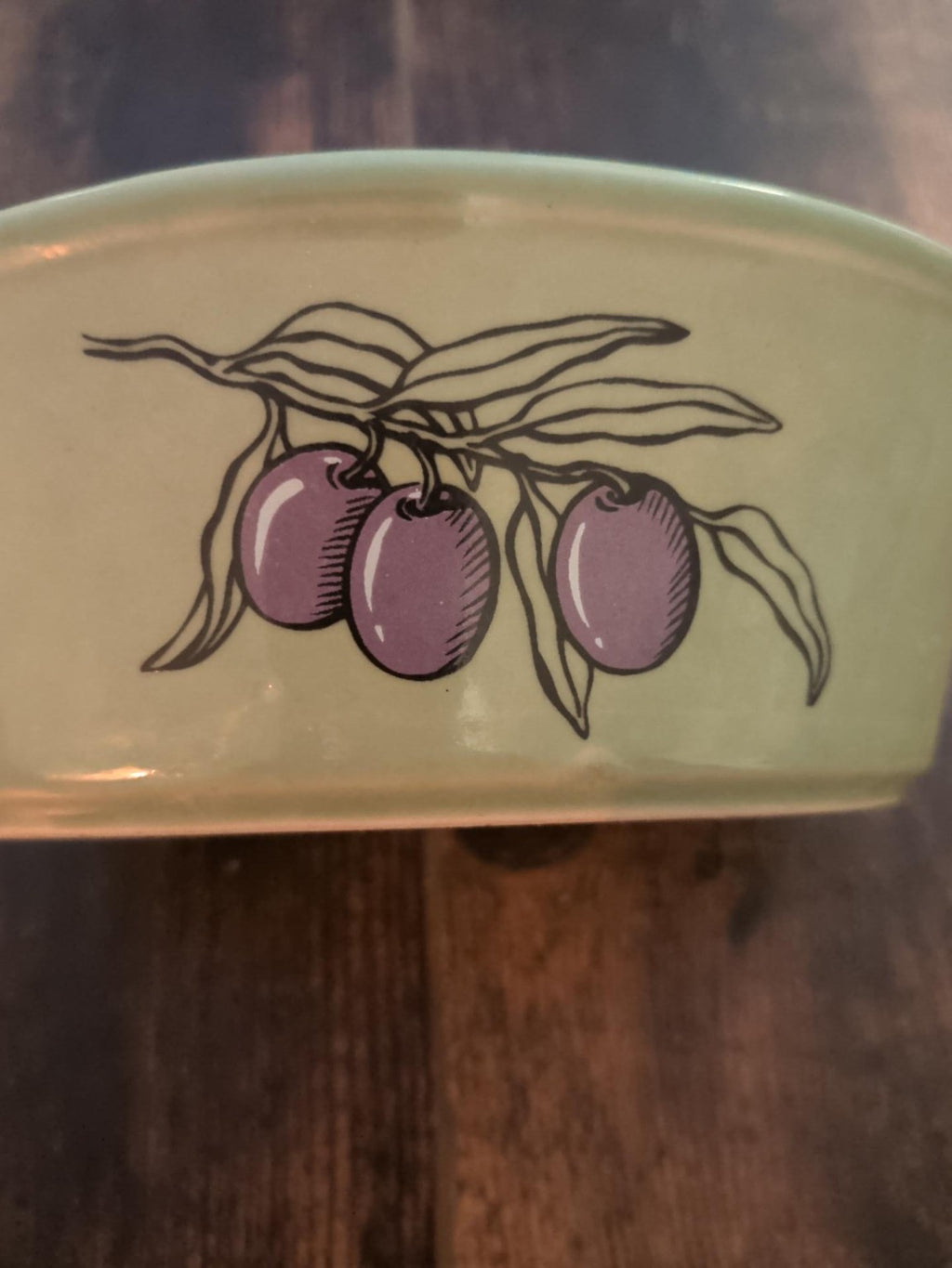 Plum fruit decoration on vintage dish