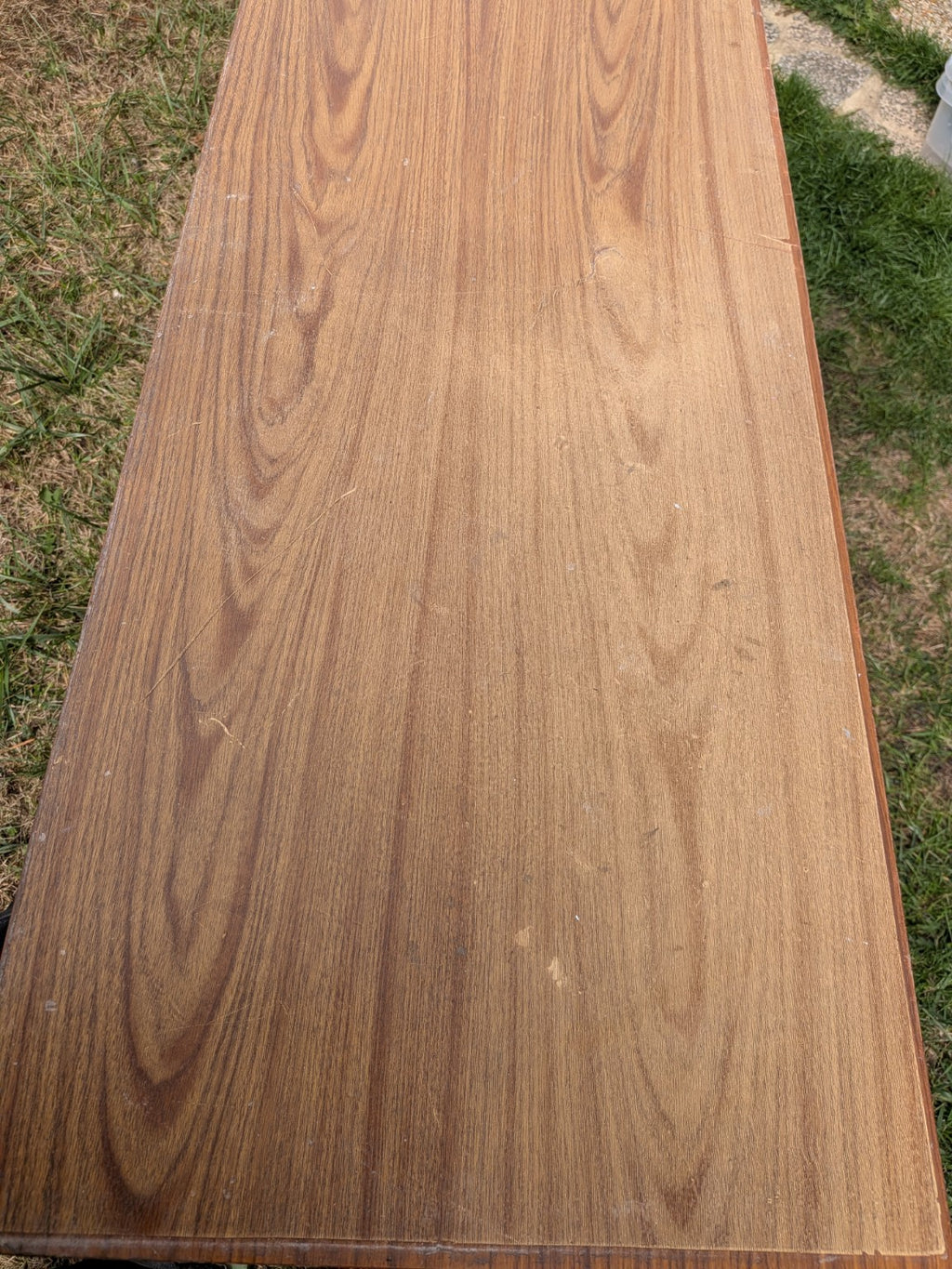 Actual sideboard top showing scratches and vintage wear