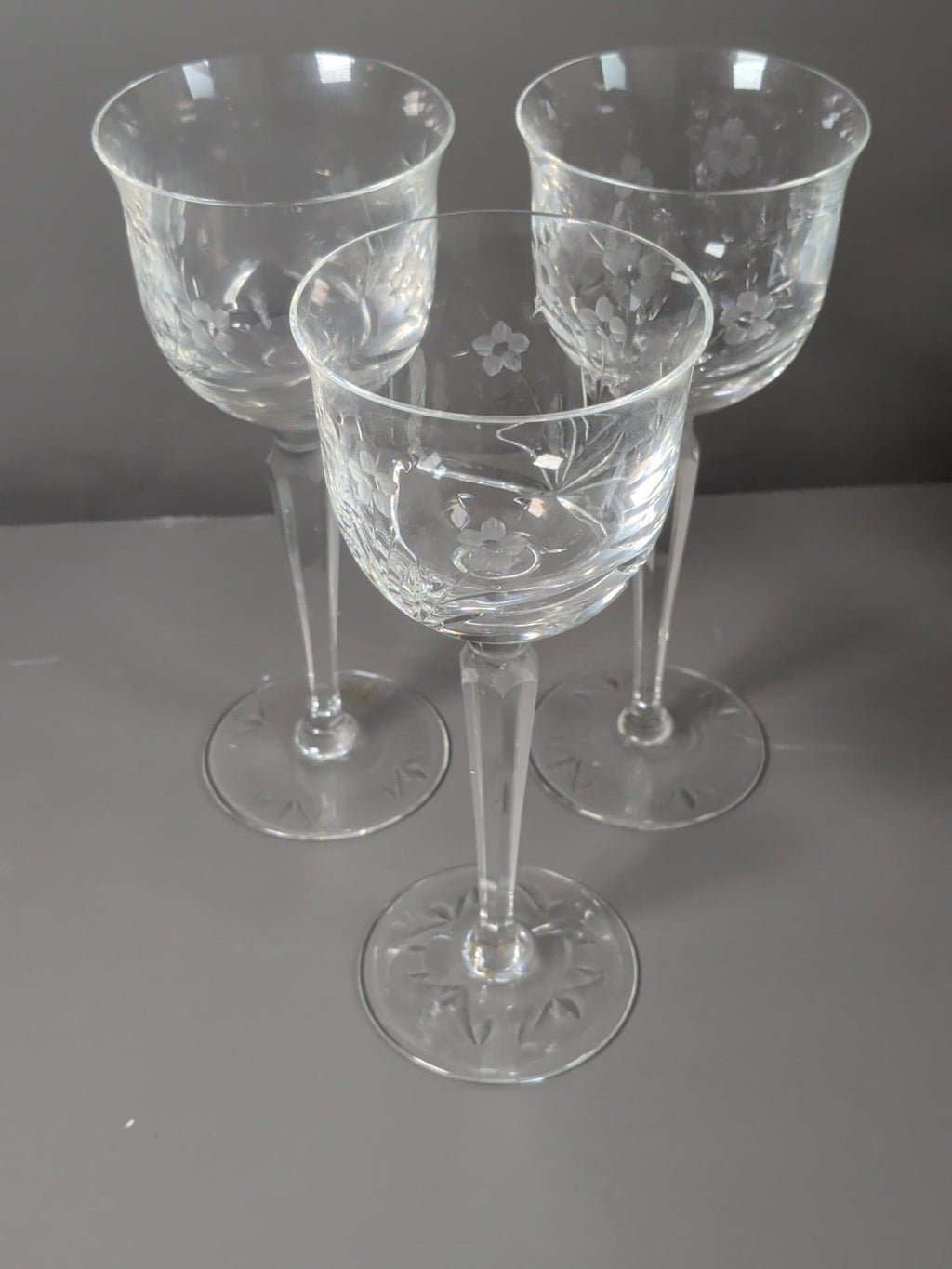 Set of 3 vintage Yugoslavian 25% lead crystal wine glasses