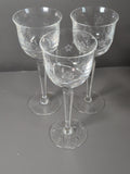Set of 3 vintage Yugoslavian 25% lead crystal wine glasses