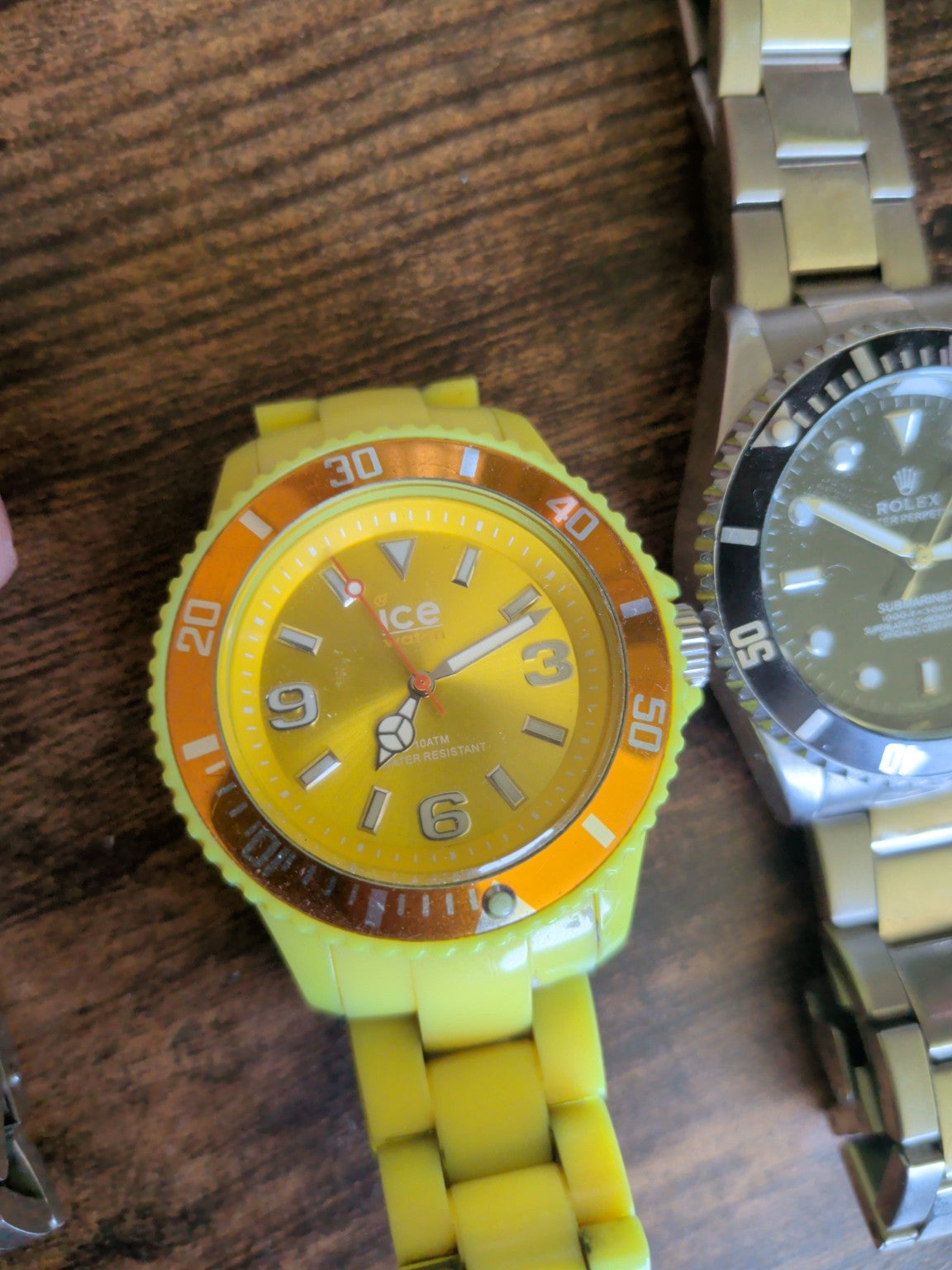 Yellow Ice watch with orange bezel and yellow bracelet